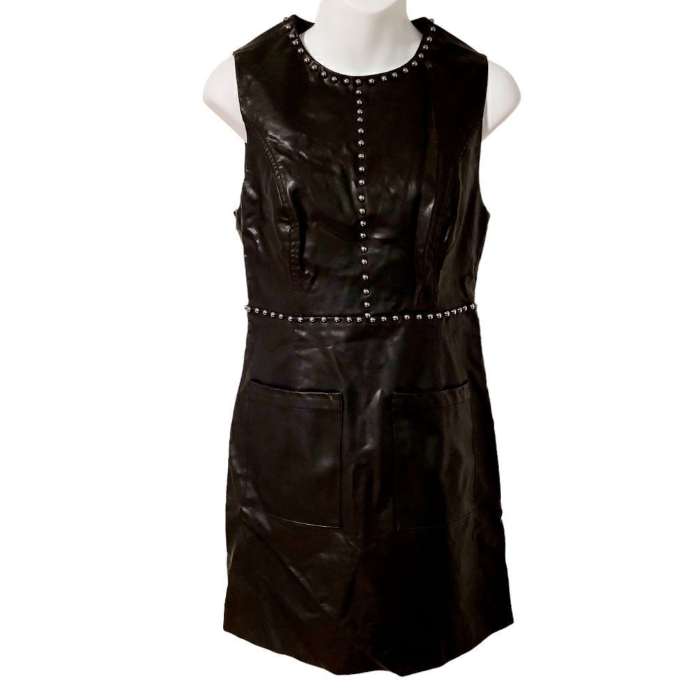 2/$20Forever 21 Black Faux Leather One Piece Dress Size: Small